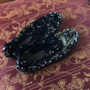 Sequined black brand new shoes
